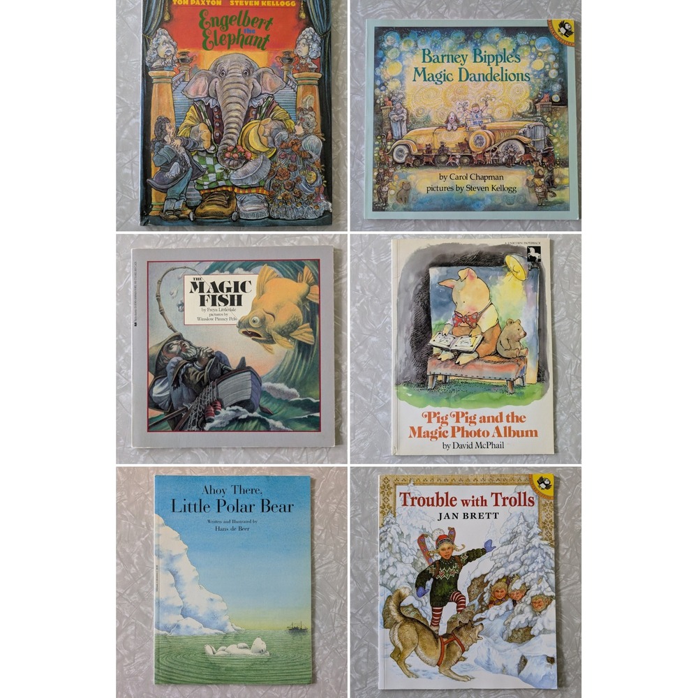 Vintage Childrens Picture Book Lot of 6 Jan Brett Steven Kellogg Magic Stories